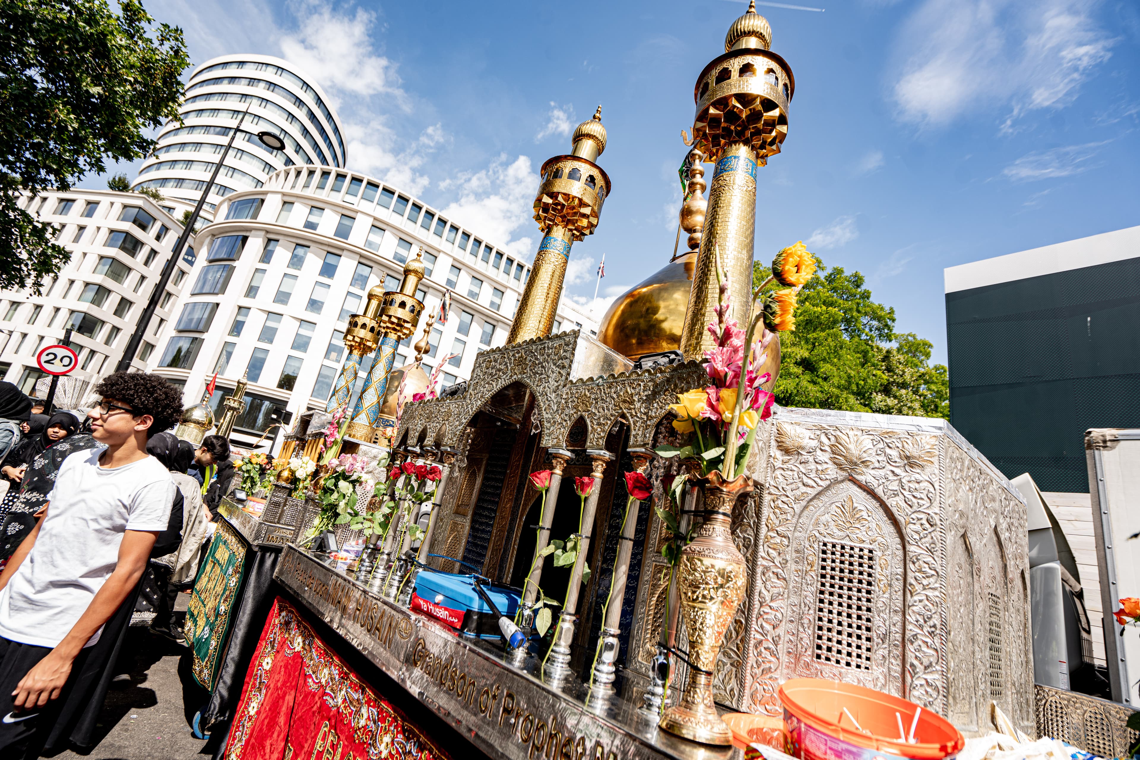 The Arbaeen procession moving through central London.